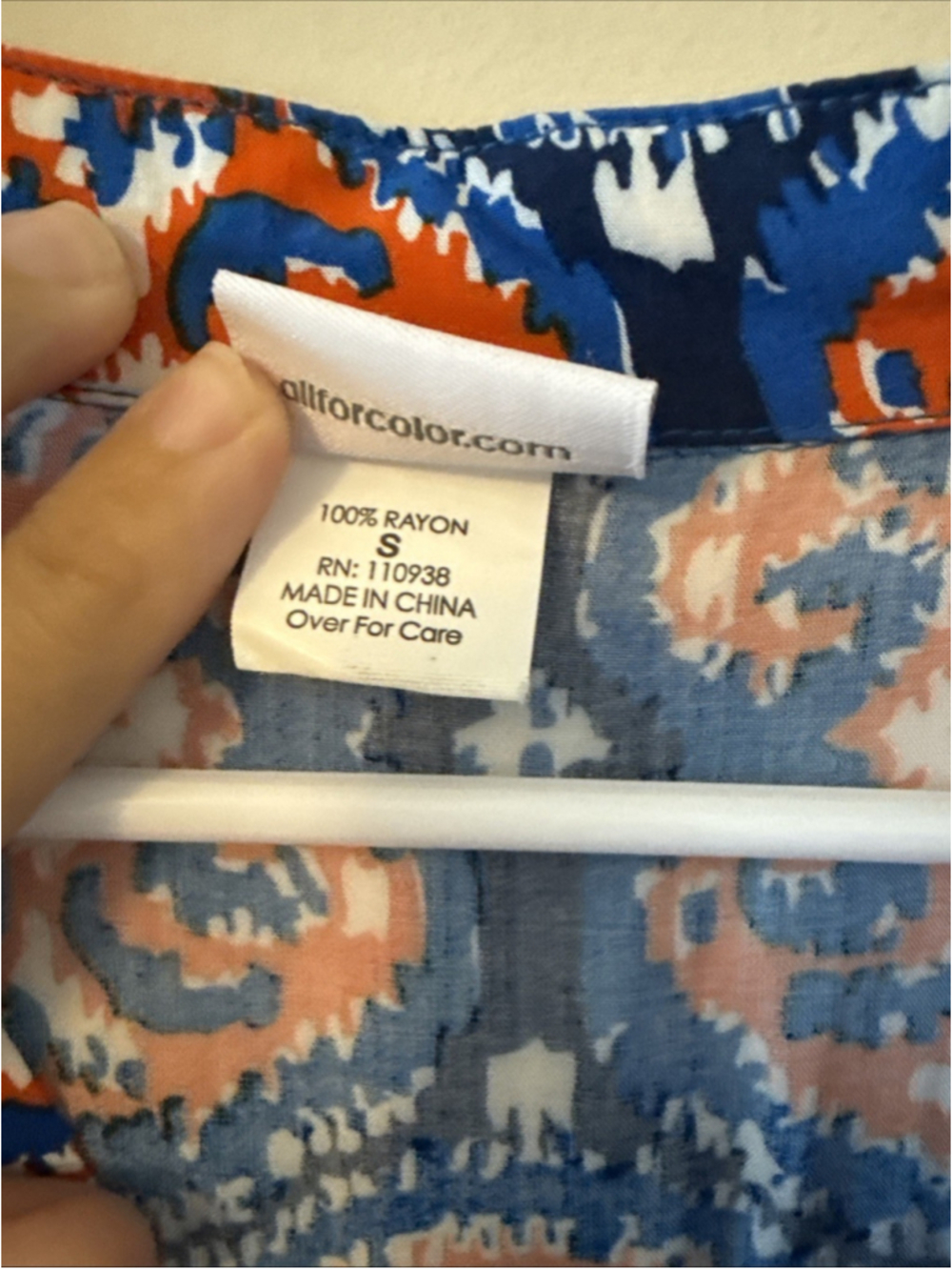 All For Color Women’s Orange And Blue Rayon 3/4 Length Sleeve Top - Picture 3 of 5